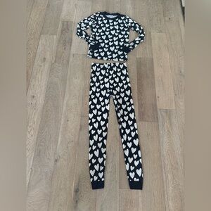 Hanna Andersson Girls Heart Pajama Set Black Size 14-16